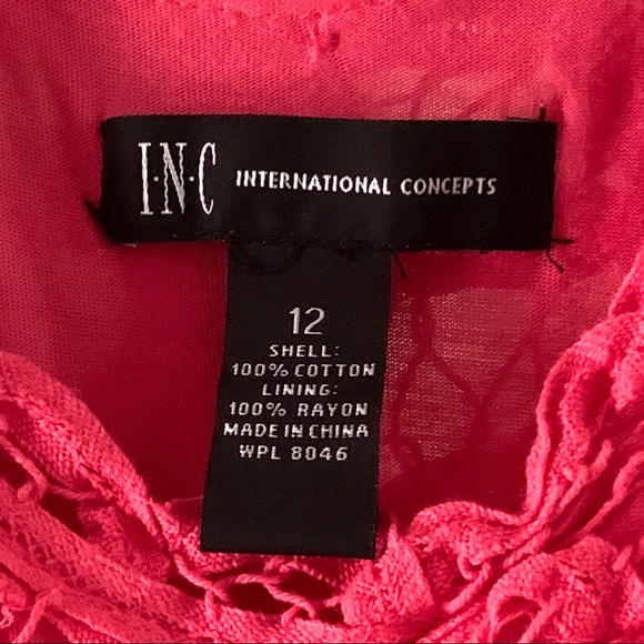 International Concepts (INC Macy’s) Peach Bodycon Lace Sheath Cotton Dress Sz 12 - Picture 6 of 13